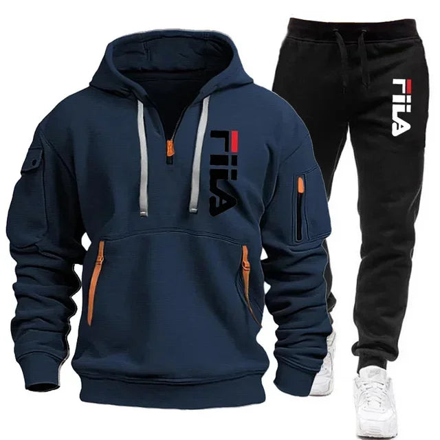 Two sets of 2025 new fashionable men's sportswear, a zippered hooded sweatshirt and sweatpants, for casual fitness and jogging
