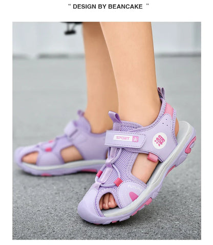 New Style Summer Beach Water Children Sandals Fashion Shoes Outdoor Non-slip Soft Bottom Shading Leather Boys Comfortable