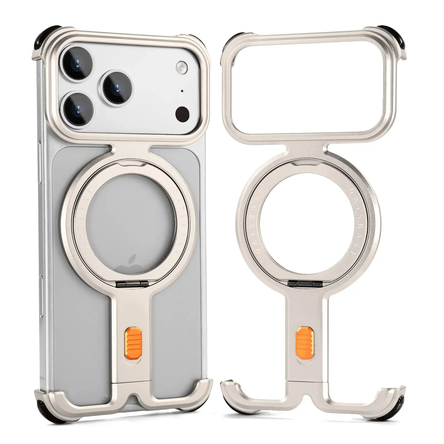 Oatsbasf Π Shape Magnetic Phone Case for iPhone 17 Pro Max/17 Pro Bazel-Less Phone Protective Cover Minimalist Protective Bumpe