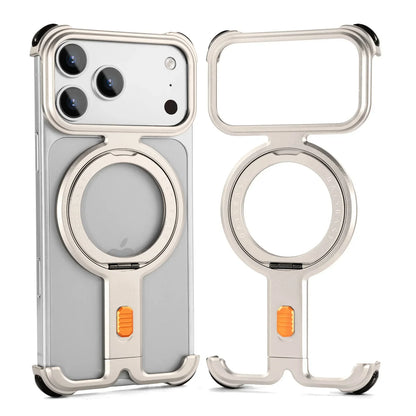 Oatsbasf Π Shape Magnetic Phone Case for iPhone 17 Pro Max/17 Pro Bazel-Less Phone Protective Cover Minimalist Protective Bumpe