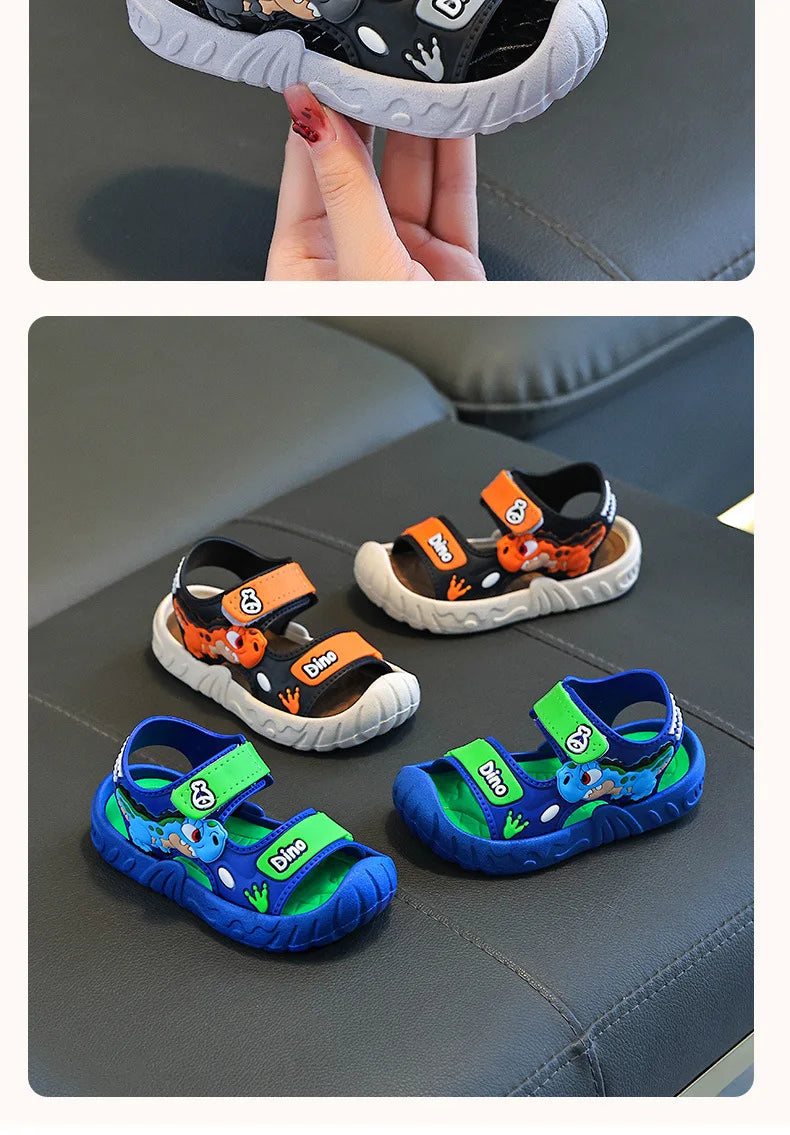 Children' Fashion Sport Sandals Geometric Patterns Breathable Wear-resistant Soft Shoes With Adjustable Velcro For Boys & Girls