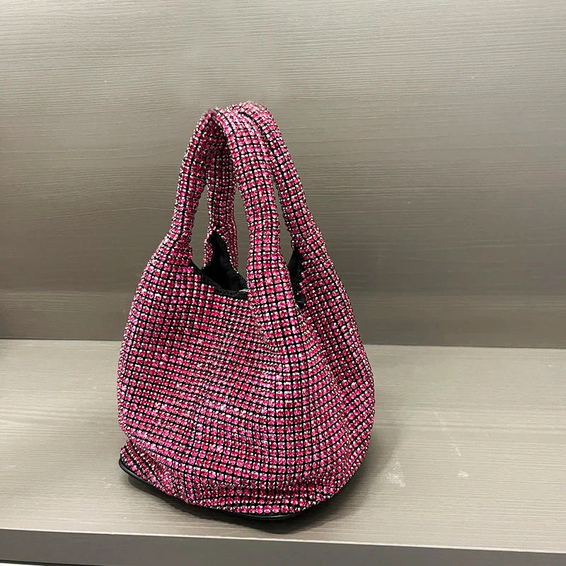 Shiny Crystal Clutch purse bucket Shoulder bag rhinestone Handmade purses and handbags luxury Designer Evening clutch Bag Purse