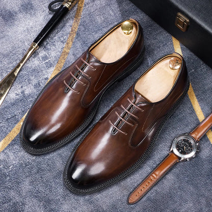 Fashion brand smooth Oxford shoes business formal leather shoes men's 2025 winter high heels wedding pointed office shoes