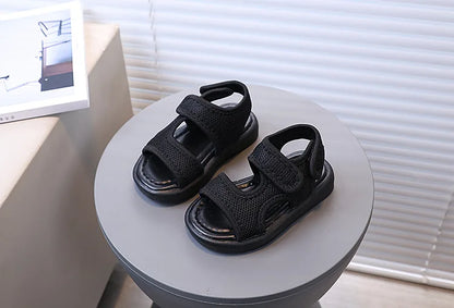Summer Boy Casual Lightweight Cloth Vamp Beach Shoes Student Outdoor Girls Sandals Breathable Daily Platform Flat Sandals I05073
