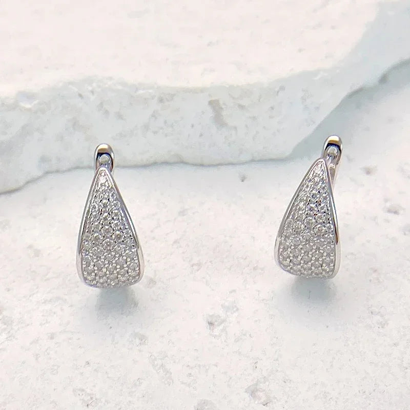 Full D Color Moissanite Earrings 925 Sterling Silver for Women Lab Diamond Plated White Gold Earrings Wedding Jewelry