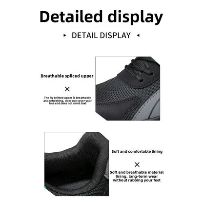 Men's Labor Protection Shoes Anti-Smashing Anti-Piercing Lightweight Breathable Wear-Resistant Safe Work Shoes