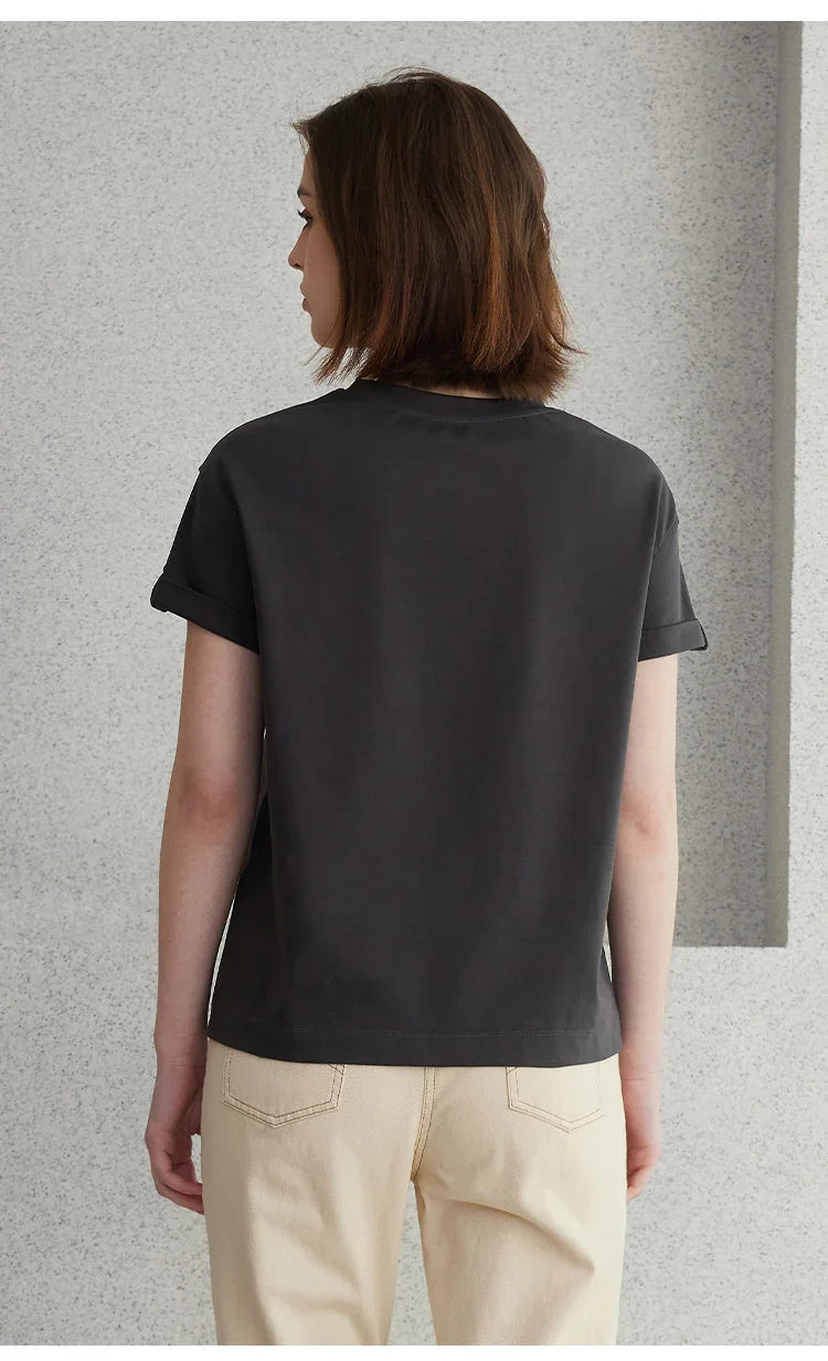 Summer Short Sleeved Clothes Premium Luxury Women's Clothing Combed Cotton Tshirts pima cotton Tee Shirt