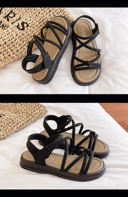 Girls Sandals Kids Sandals for Girls 2024 Summer Brand Children Beach Shoes Princess Sweet Gladiator Sandals Open Toes Anti-skid
