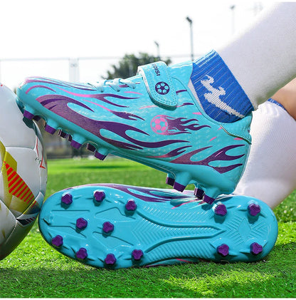 Children’s Soccer Shoes Grass Non-Slip Football Ankle Support Boots Outdoor Cleats Shoes Boys TF/FG Turf Futsal Training Shoes