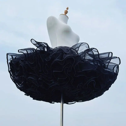 Lolita Boneless Crinoline Petticoat Black Ultra Poof Soft Mesh Short Skirt Flight Heaven Underskirt for Kawaii Style 25-45cm