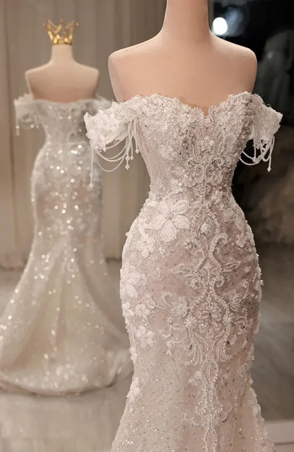 Customized 2026 Wedding Dress Luxury Sleeveless Elegant Beaded Mermaid Wedding Dress Plus Size Wedding Dress Hot Sale