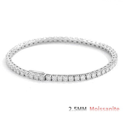 2/2.5/3/4/5mm Full Moissanite Bracelet for Women 100% 925 Sterling Silver Party Fine Jewelry Gift