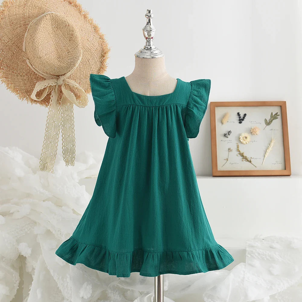 Pink Dreamy Sweet Girl Fairy Princess Dress Sleeveless Bow Decoration Mesh Lace Children's Casual Clothes Birthday Party Summer