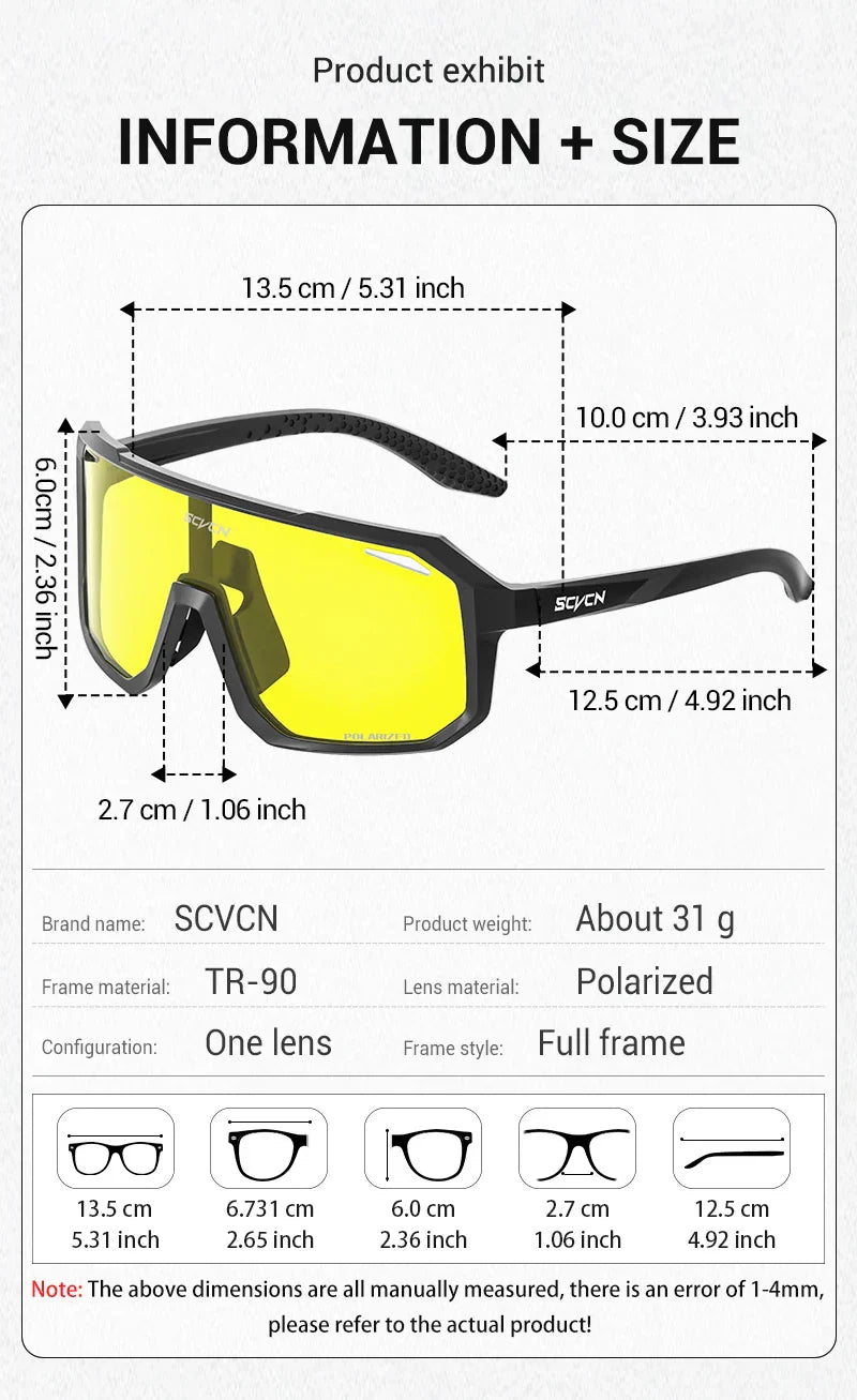 Yellow Polarized Cycling Sunglasses Men Bike MTB Driving Glasses Women Outdoor Sports Hiking Fishing UV400 Glasses