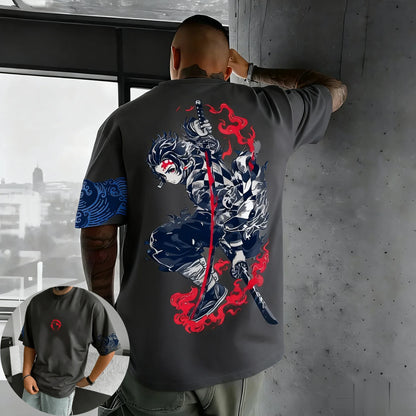 Camiseta Demon Slayer Anime Manga Curta Masculina Feminina Algodão Streetwear Casual Tops Verão Oversized Fashion Y2k Unissex