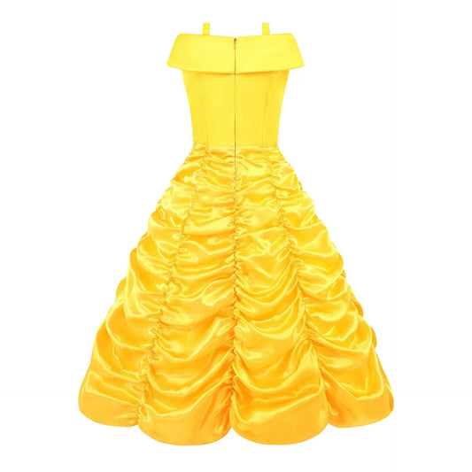 Belle Costume Girl Princess Yellow Dress Halloween Beauty and The Beast Costumes Girls Birthday Party Children Clothing Gown