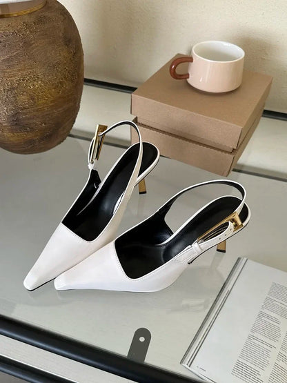2025 Summer New Band Women Pumps Shoes Fashion Shallow Slip On Slingback Sandals Thin High Heel Dress Sexy Pumps Shoes