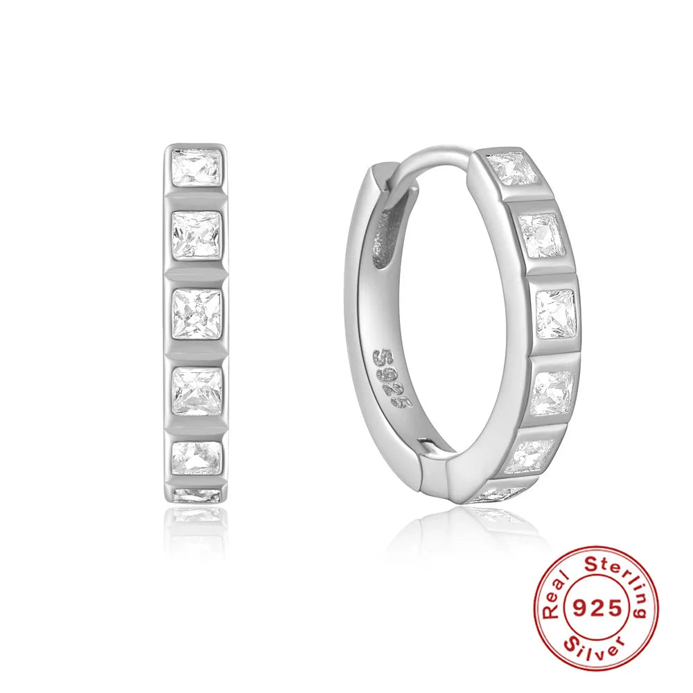 Ins Star Anise 925 Sterling Silver  Earring For Women Hoop Earrings Crystal Fine Jewelry Glossy 18K Gold Mom Gift Trend