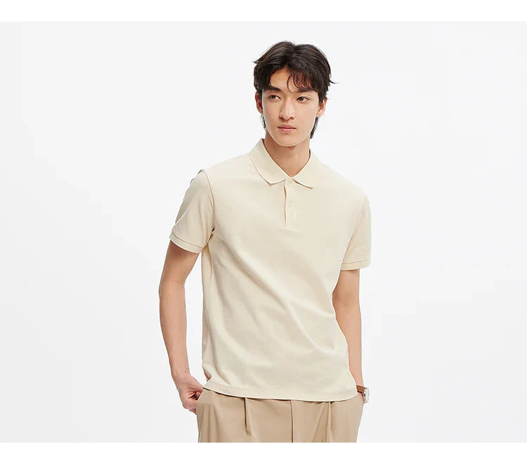 Polo Shirt Men Moisture Wicking Solid Color Short Sleeve T-Shirt 2025 Summer New Slim Fit Top for Active Wear