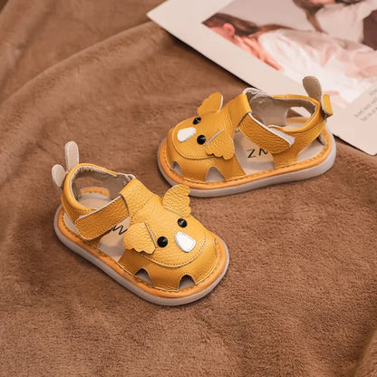 Summer Children Shoes Baby Girls Boys Genuine Leather Sandals Soft Sole Anti Slip Toddler Shoes Cartoon Kids Brach Sandals