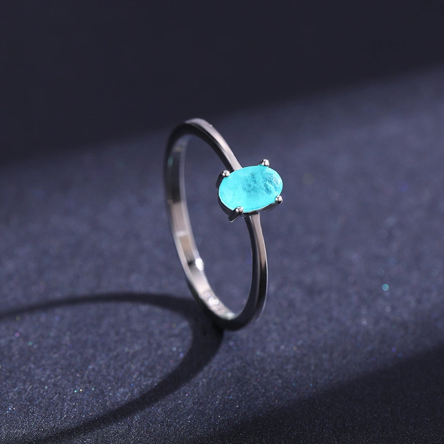 925 Sterling Silver Fashion Oval Finger Rings for Women Elegant Paraiba Tourmaline Engagement Wedding Statement Jewelry