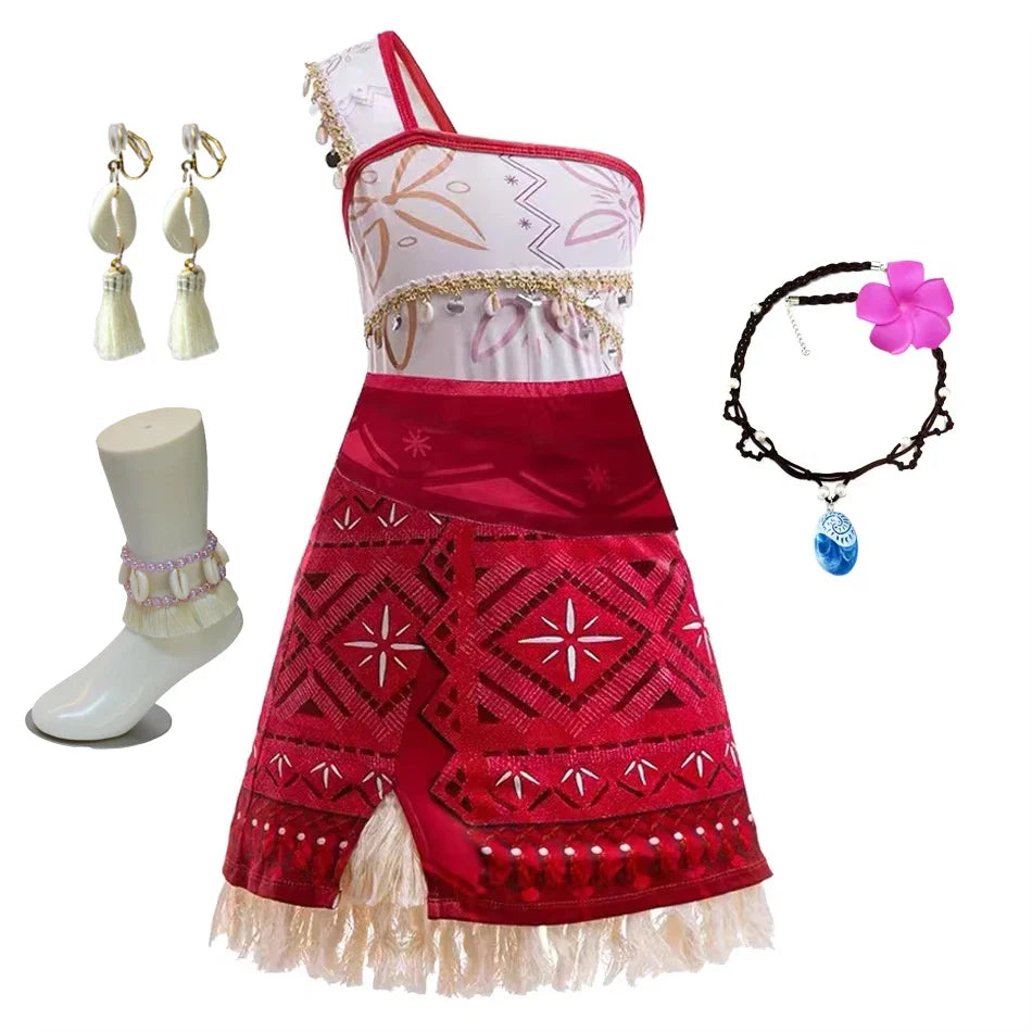 Meninas Novo Filme Moana 2 Vestido Festa de Halloween Fantasia de Aventura Menina Princesa Roupas Chiques Crianças Vaiana Pua Porco Roupa