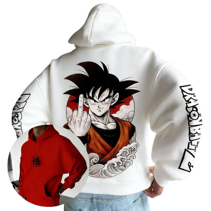 Retro Anime Hoodie, Japanese Style Goku Print Men's Pure Cotton Hoodie, Casual Loose Sports Daily Version