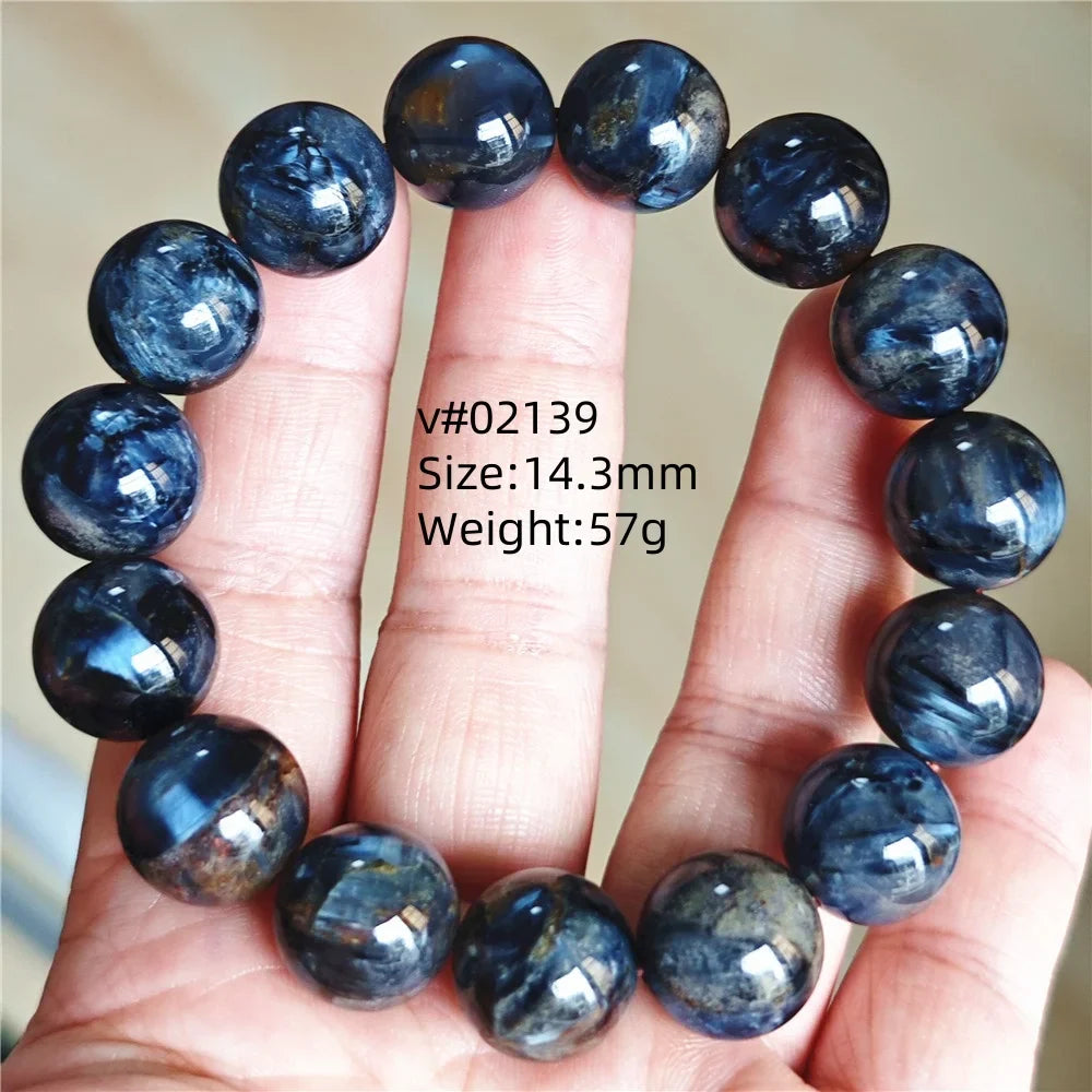 Natural Blue Pietersite Bracelet Women Men Beads Round Beads Chatoyant Cat Eye Fire Pietersite Namibia AAAAAA