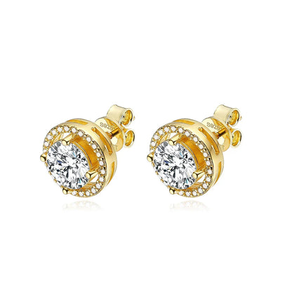 100% 925 Sterling Silver 0.5-2 Carat Moissanite Stud Earrings For Women D Color Diamond Earring Sparkling Fine Jewelry