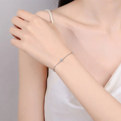 Round Bezel 0.87cttw Full D Color Moissanite Diamond Bracelet For Women 925 Silver GRA Certified 19cm Link Bracelets Gift