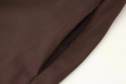 Spring Summer Vintage Women Dress Fashion Single Breasted Sashes Draped V Neck Sleeveless Chic Brown Ladies Dresses