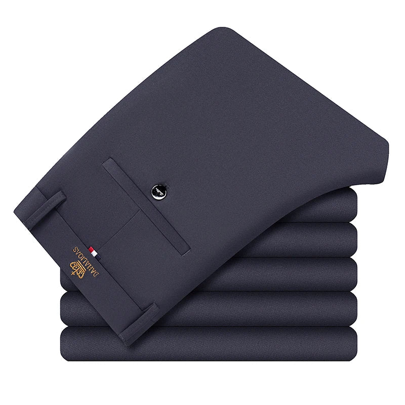 1-Pack Men's Professional Straight-Leg Stretch Formal Pants Non-Iron Comfortable Business Slacks Wrinkle-Resistant Loose Fit