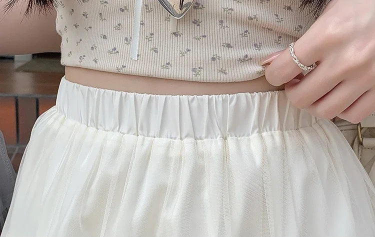 Women Summer 2026 A-Line Mini Skirt Pleated Puffy Short Skirt Korean Fashion Style Flower Bud Skirt Sweet Streetwear Y2k