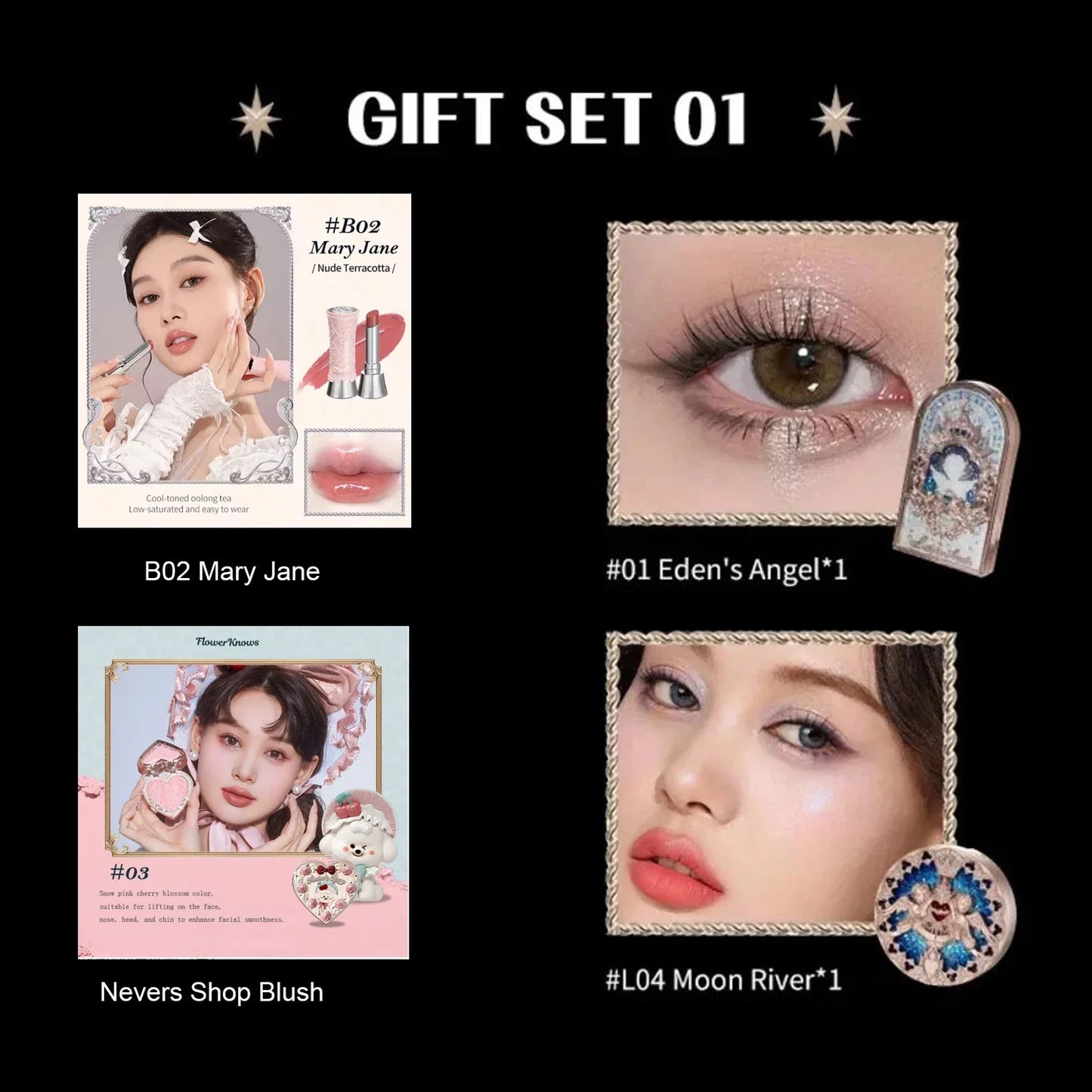Little Angel Collection Makeup Gift Box Eyeshadow Blush Cream Matte Lipstick Highlighter Full Kit All In One