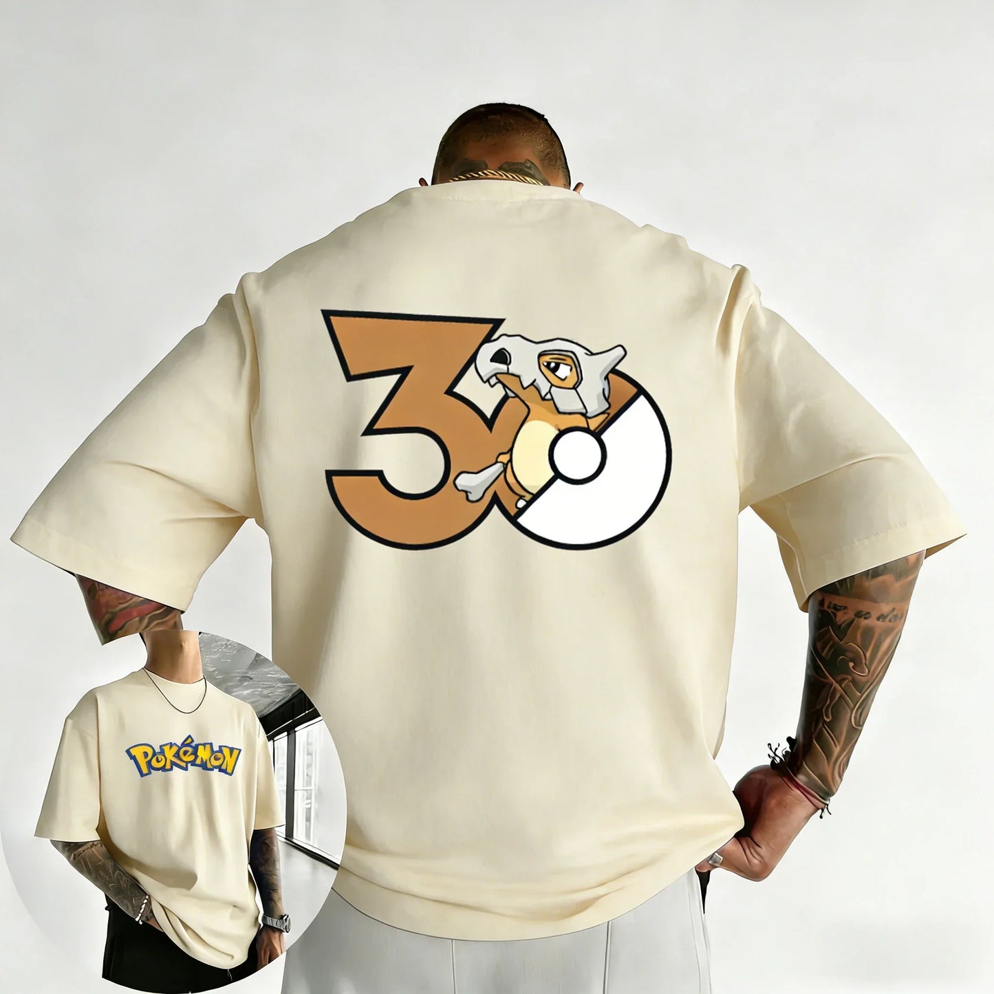 30th Anniversary Marowak Printed T-shirt Summer New Men's and Women's Loose Casual Hip Hop Trendy Short Sleeve Top