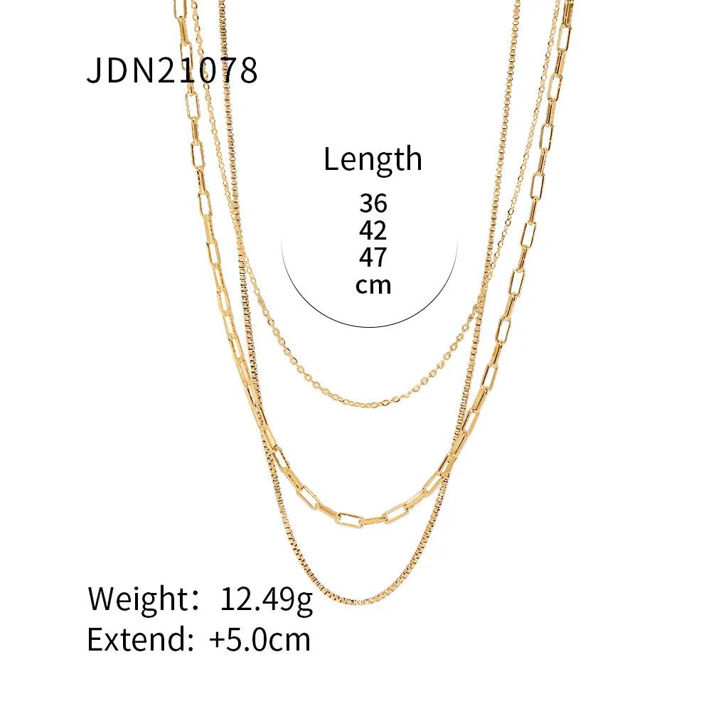 Simple Jewelry 18K Gold Plated Flat Snake Chain Layer Necklace Stainless Steel Snake Rope Chain Necklace Gift