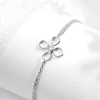 Flower Adjustable All Moissanite Bracelets for Women Girls Gift Dainty Jewelry Lab Diamond Chain Pure S925 Silver Bangle