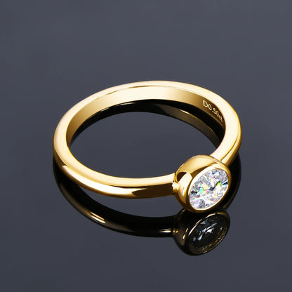18K Gold Plated Solitaire Ring 0.5CT Bezel Moissanite Rings for Women Real Silver 925 sterling Promise Engagement Jewelry