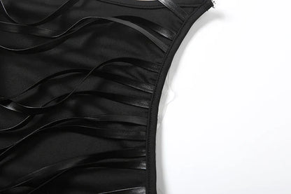 Swing Strip Decoration Vest Women Patchwork Backless Skinny Sexy Midnight Street Summer Trend Wild Party Hottie Mini Tops