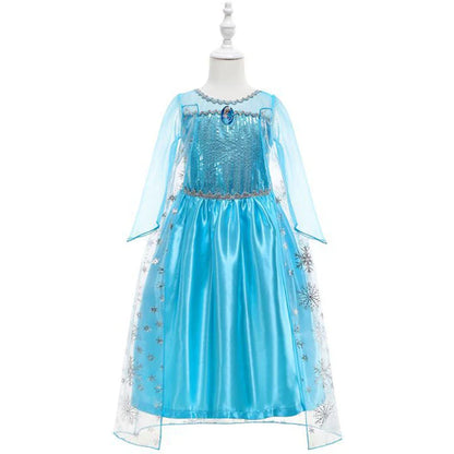 Frozen Snow Queen Elsa Anna Girls Cosplay Mesh Princess Dress Kids Halloween Carnival Party Birthday Frock Ball Vestidos