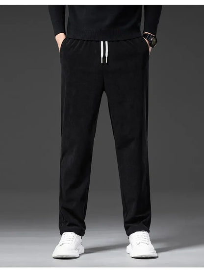 Men's Corduroy Straight Casual Pants Spring Autumn Business Leisure Fashion Trousers Regular Fit Male Pants Brand Clothes