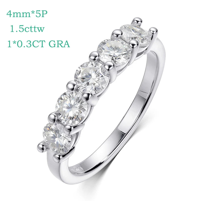 3/4mm Sparkling Moissanite Stackable Ring Certified Wedding Band for Women 100% Real Pure 925 Silver Rings Jewelry