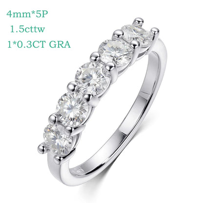 3/4mm Sparkling Moissanite Stackable Ring Certified Wedding Band for Women 100% Real Pure 925 Silver Rings Jewelry
