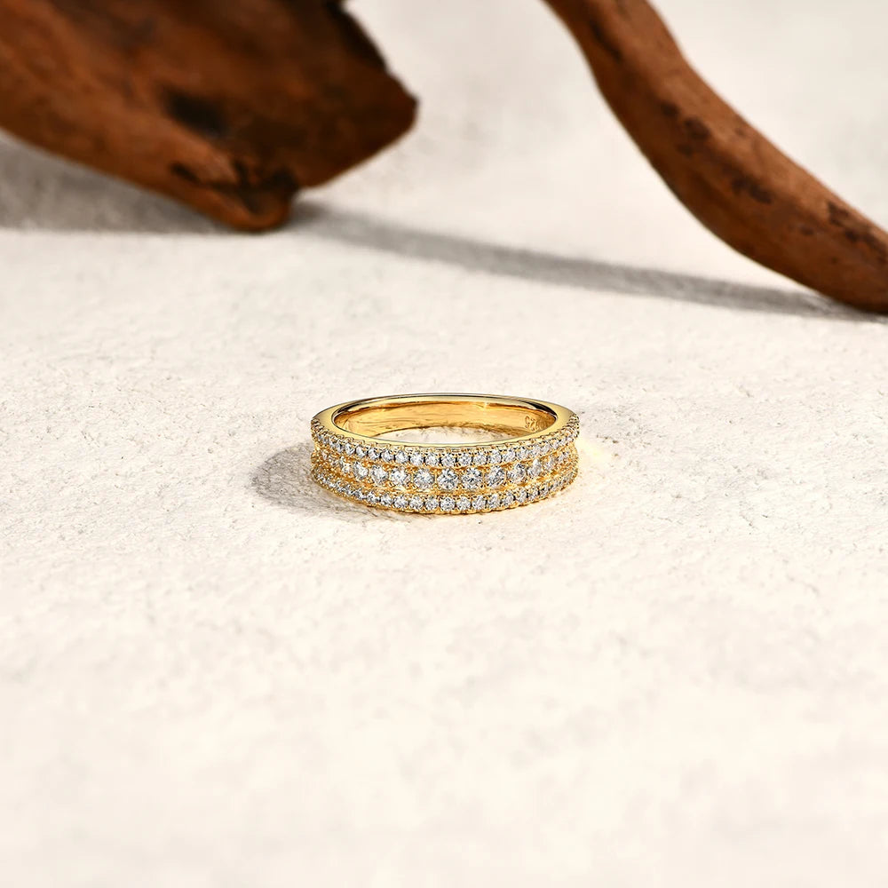 Classic Full Lab Moissanite Diamond Rings for Women Men S925 Sterling Silver Half Band Engagement Wedding Jewelry Gifts