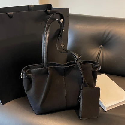 Suede Shoulder Bags for Women Large Suede Totes Lightweight Underarm Bag Casual Shopper Handbag Solid Color Travel Bucket Bags