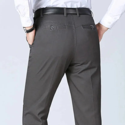 Mens 100% Cotton Summer Thin Autumn Thick Trousers Fashion Brand Cargo Pants Smart Casual Solid Khaki Black Suit Pant GOZBKF
