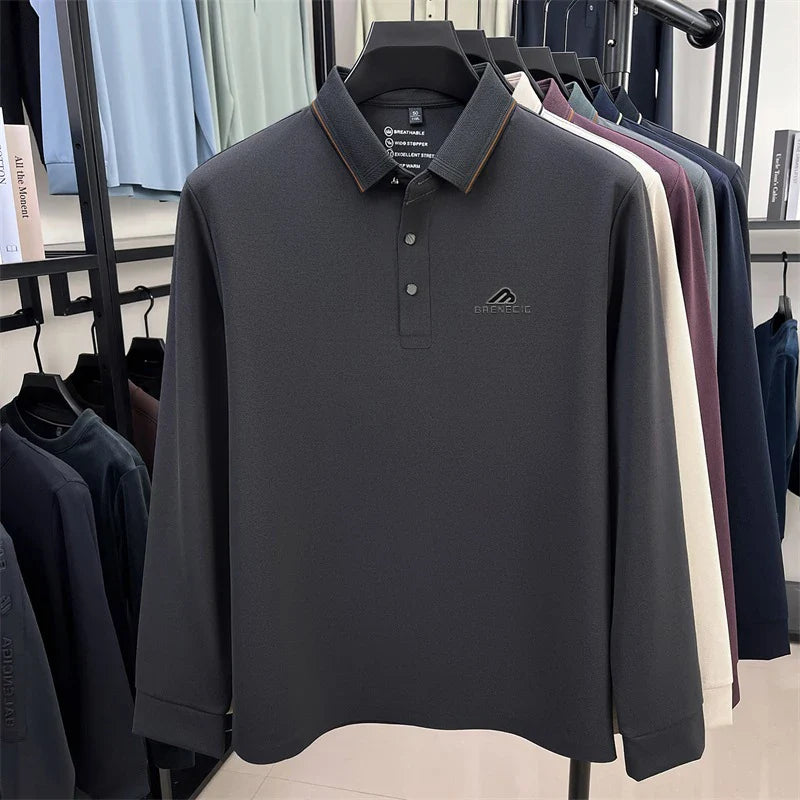 Men's long sleeved T-shirt shirt collar polo shirt 2025 spring autumn new casual wear horse logo