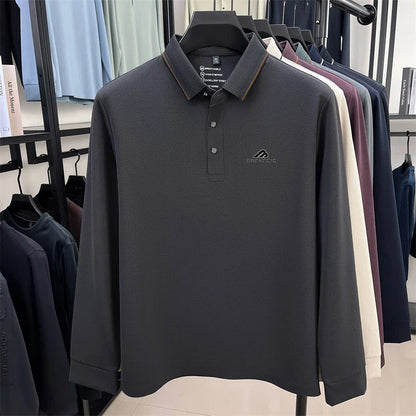 Men's long sleeved T-shirt shirt collar polo shirt 2025 spring autumn new casual wear horse logo