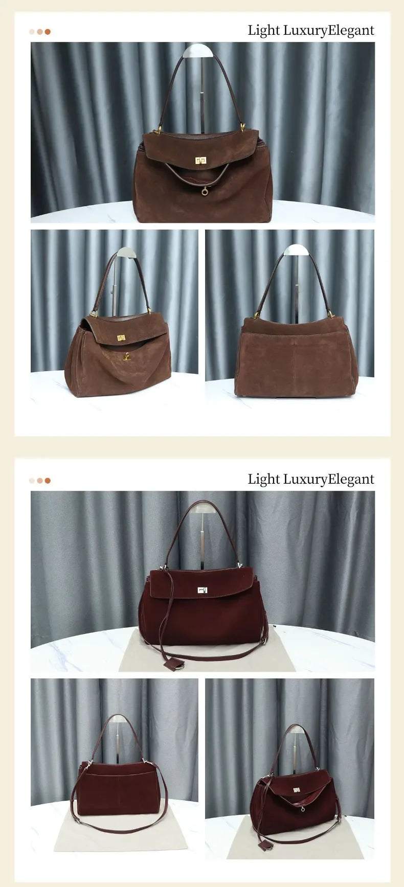 Suede Leather Tote Bag for Women Large Capacity Cowhide Shoulder Bag Designer Lock Satchel Chic Soft Nubuck Crossbody Purse