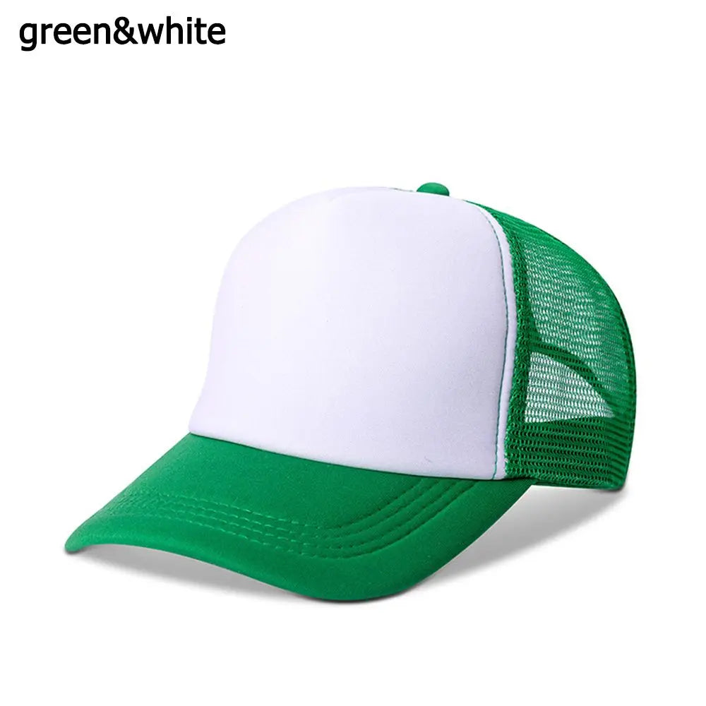 Fashion Unisex Plain Baseball Cap Adjustable Trucker Baseball Cap Snapback Mesh Curved Mens Womens Sun Summer Hat